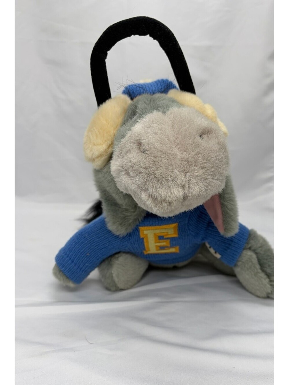 WALT DISNEY WORLD POOH EEYORE VARSITY BLUE E SWEATER SCARF EARMUFFS WINTER PLUSH